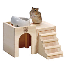 Load image into Gallery viewer, Marukan Small Wooden House with Top Deck -  15cm x 15cm x 10cm