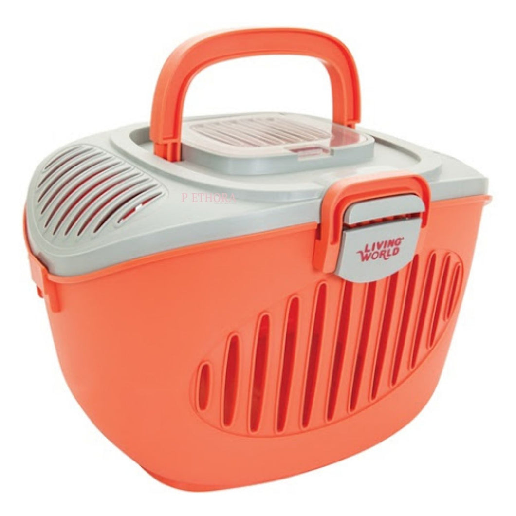 Living World Paws2Go Small Pets Carrier (Salmon) - 36cm x 28cm x 25cm